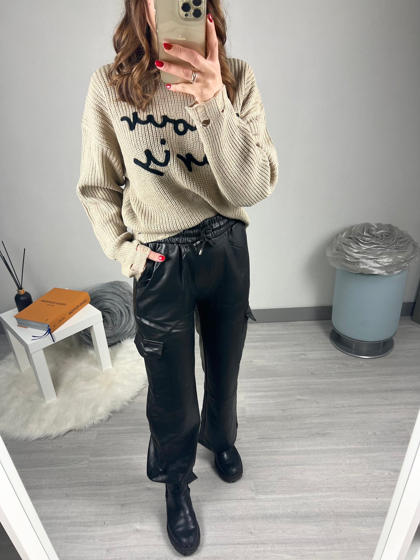 PANTALONE CARGO IN ECOPELLE