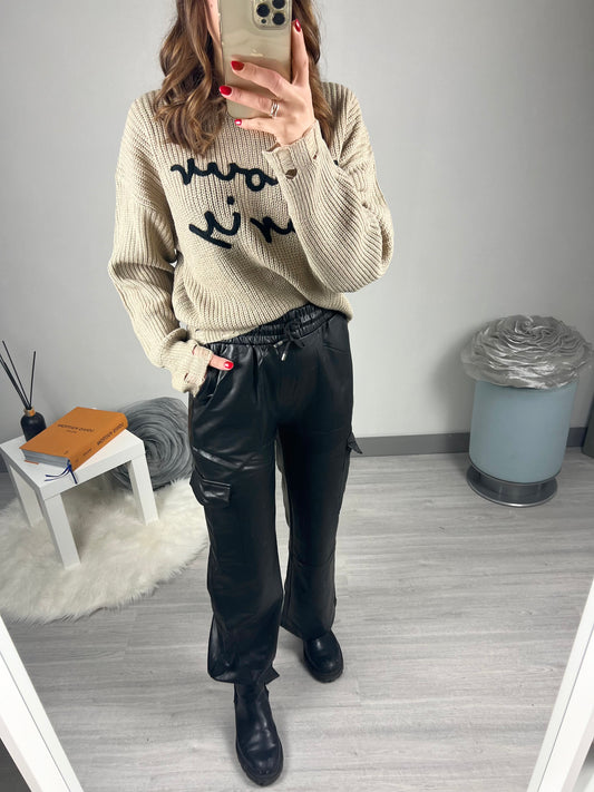 PANTALONE CARGO IN ECOPELLE