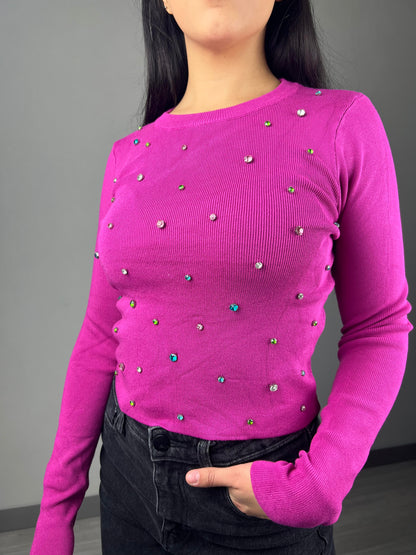 MAGLIONCINO CROP STAR FUXIA